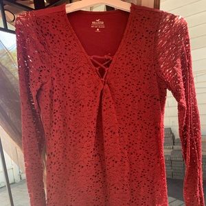 Red woman’s hollister shirt. Size Large